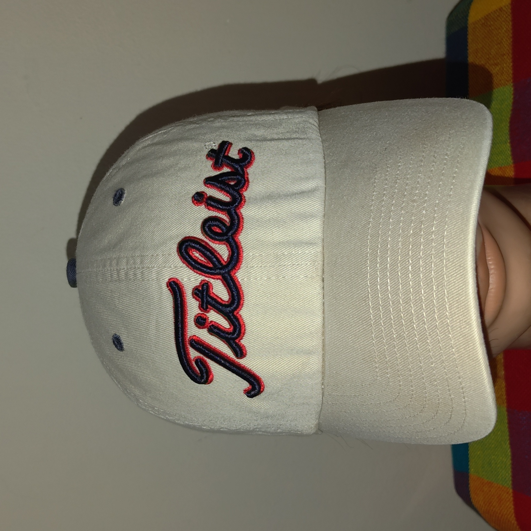 Titleist Usa Golf Embroidered Logo Strapback Hat Cap Blue Beige